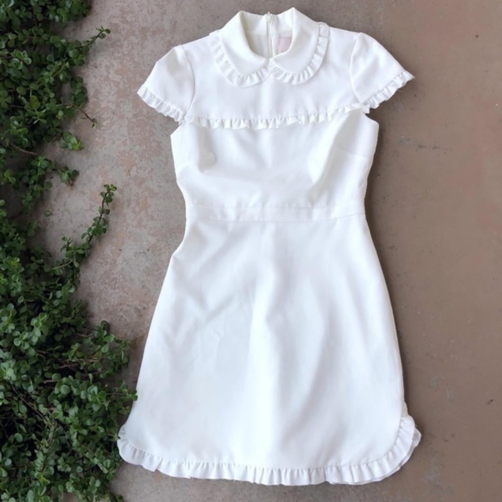 Gal Meets Glam Emma White Ruffle Sheath Dress